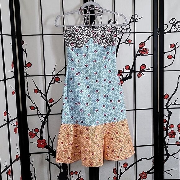 Vintage Moschino Mixed Print Halter Dress - Picture 2 of 8